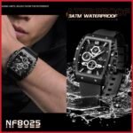 ⁦Montre Homme NAVIFORCE Chronographe Tonneau – Tout Noir, Silicone⁩ - الصورة ⁦5⁩