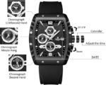 ⁦Montre Homme NAVIFORCE Chronographe Tonneau – Tout Noir, Silicone⁩ - الصورة ⁦8⁩