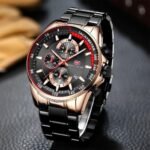 ⁦Montre Homme MINI FOCUS MF0218 Chronographe – Cadran Noir, Or Rose et Noir⁩ - الصورة ⁦2⁩