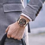 ⁦Montre Homme MINI FOCUS MF0218 Chronographe – Cadran Noir, Or Rose et Noir⁩ - الصورة ⁦4⁩