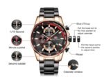⁦Montre Homme MINI FOCUS MF0218 Chronographe – Cadran Noir, Or Rose et Noir⁩ - الصورة ⁦5⁩