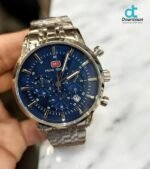 ⁦Montre Homme MINI FOCUS MF0282 Chronographe – Cadran Bleu Soleillé, Acier Argenté⁩ - الصورة ⁦5⁩