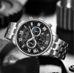 ⁦Montre Homme CURREN 8427 – Cadran Noir, Chiffres Romains, Bracelet Acier⁩ - الصورة ⁦2⁩