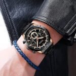 ⁦Montre Homme CURREN 83055 Chronographe – Noir et Doré, Bracelet Acier Noir⁩ - الصورة ⁦6⁩