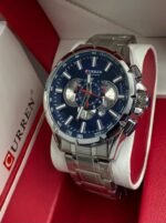 ⁦Montre Homme CURREN 83063 Chronographe – Cadran Bleu, Bracelet Acier Argenté⁩ - الصورة ⁦3⁩