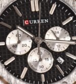 ⁦Montre Homme CURREN 8440 Chronographe – Boîtier Octogonal Argenté, Cadran Noir⁩ - الصورة ⁦2⁩