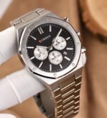 ⁦Montre Homme CURREN 8440 Chronographe – Boîtier Octogonal Argenté, Cadran Noir⁩ - الصورة ⁦4⁩
