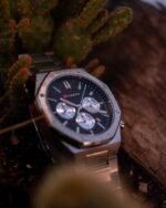 ⁦Montre Homme CURREN 8440 Chronographe – Boîtier Octogonal Argenté, Cadran Noir⁩ - الصورة ⁦6⁩
