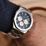 ⁦Montre Homme CURREN 8440 Chronographe – Boîtier Octogonal Argenté, Cadran Bleu⁩ - الصورة ⁦3⁩