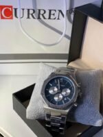 ⁦Montre Homme CURREN 8440 Chronographe – Boîtier Octogonal Argenté, Cadran Bleu⁩ - الصورة ⁦6⁩