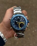 ⁦Montre Homme NAVIFORCE NF9182 Analogique-Digitale – Cadran Bleu, Touches Jaunes, Acier⁩ - الصورة ⁦5⁩