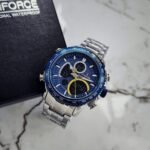 ⁦Montre Homme NAVIFORCE NF9182 Analogique-Digitale – Cadran Bleu, Touches Jaunes, Acier⁩ - الصورة ⁦3⁩
