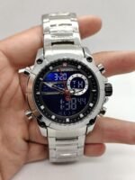 ⁦Montre Homme NAVIFORCE NF9163 Analogique-Digitale – Cadran Noir, Acier Argenté⁩ - الصورة ⁦4⁩