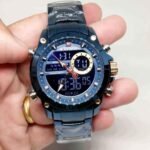 ⁦Montre Homme NAVIFORCE NF9163 Analogique-Digitale – Acier Bleu, Accents Or Rose⁩ - الصورة ⁦2⁩