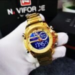 ⁦Montre Homme NAVIFORCE NF9163 Analogique-Digitale – Dorée, Cadran Bleu⁩ - الصورة ⁦7⁩