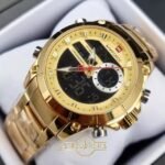 ⁦Montre Homme NAVIFORCE NF9163 Analogique-Digitale – Dorée, Cadran Bleu⁩ - الصورة ⁦4⁩