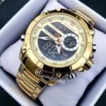 ⁦Montre Homme NAVIFORCE NF9163 Analogique-Digitale – Dorée, Cadran Bleu⁩ - الصورة ⁦5⁩