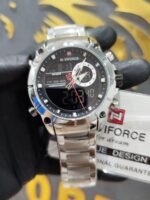 ⁦Montre Homme NAVIFORCE NF9163 Analogique-Digitale – Cadran Noir, Acier Argenté (Variante)⁩ - الصورة ⁦3⁩