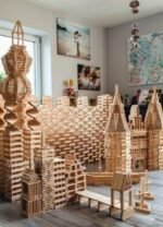 ⁦Blocs de construction en bois naturel – 300 pièces⁩ - الصورة ⁦4⁩