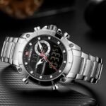 ⁦Montre Homme NAVIFORCE NF9163 Analogique-Digitale – Cadran Noir, Acier Argenté (Variante)⁩ - الصورة ⁦4⁩