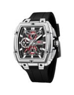 ⁦Montre Homme MINI FOCUS MF0602G Chronographe Carré – Boîtier Argenté, Bracelet Noir⁩ - الصورة ⁦3⁩