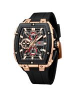 ⁦Montre Homme MINI FOCUS MF0602G Chronographe Carré – Boîtier Or Rose, Bracelet Noir⁩ - الصورة ⁦5⁩
