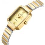 ⁦Montre Femme NAVIFORCE NF5050 Rectangulaire – Bicolore Or et Argent, Cadran Doré⁩ - الصورة ⁦3⁩