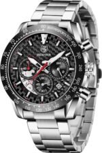 ⁦Montre Homme BENYAR 5175 Chronographe – Cadran Noir à Accents Dorés, Acier⁩ - الصورة ⁦4⁩