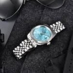 ⁦Montre Homme PAGANI DESIGN Automatique – Cadran Bleu Glacier, Bracelet Jubilé⁩ - الصورة ⁦3⁩