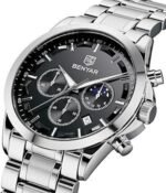 ⁦Montre Homme BENYAR 5160 Chronographe – Cadran Noir, Acier Argenté⁩ - الصورة ⁦3⁩