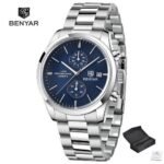 ⁦Montre Homme BENYAR 5187 Chronographe – Cadran Bleu, Acier⁩ - الصورة ⁦2⁩