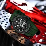 ⁦Montre Homme REWARD RD831508M Chronographe Sport – Noir, Silicone Vert⁩ - الصورة ⁦4⁩