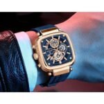 ⁦Montre Homme REWARD RD831509 Chronographe Carré – Or Rose, Cadran et Silicone Bleus⁩ - الصورة ⁦3⁩