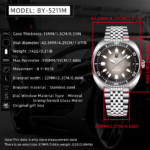 ⁦Montre Homme BENYAR 5211 Automatique – Cadran Noir, Acier, 50 m (Jubilé)⁩ - الصورة ⁦7⁩