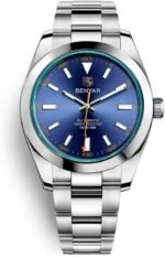 ⁦Montre Homme BENYAR 5176 Automatique – Cadran Bleu, Verre Vert, Acier⁩ - الصورة ⁦2⁩