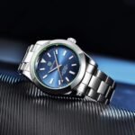 ⁦Montre Homme BENYAR 5176 Automatique – Cadran Bleu, Verre Vert, Acier⁩ - الصورة ⁦3⁩