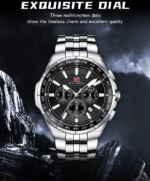 ⁦Montre Homme MINI FOCUS MF0613 Multifonction – Cadran Noir, Acier Argenté⁩ - الصورة ⁦2⁩