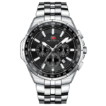 ⁦Montre Homme MINI FOCUS MF0613 Multifonction – Cadran Noir, Acier Argenté⁩ - الصورة ⁦3⁩
