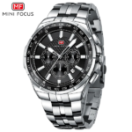 ⁦Montre Homme MINI FOCUS MF0613 Multifonction – Cadran Noir, Acier Argenté⁩ - الصورة ⁦4⁩
