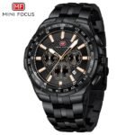 ⁦Montre Homme MINI FOCUS MF0613 Multifonction – Tout Noir, Accents Or Rose⁩ - الصورة ⁦2⁩