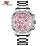 ⁦Montre Femme MINI FOCUS MF0615 Chronographe – Argentée, Cadran Rose⁩ - الصورة ⁦2⁩