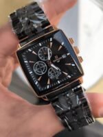 ⁦Montre Homme REWARD RD81100M Chronographe Carré – Boîtier Or Rose, Acier Noir⁩ - الصورة ⁦2⁩