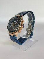 ⁦Montre Homme SKMEI Chronographe – Acier Bleu, Boîtier Or Rose⁩ - الصورة ⁦2⁩