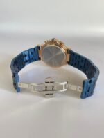 ⁦Montre Homme SKMEI Chronographe – Acier Bleu, Boîtier Or Rose⁩ - الصورة ⁦3⁩