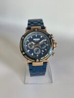 ⁦Montre Homme SKMEI Chronographe – Acier Bleu, Boîtier Or Rose⁩ - الصورة ⁦4⁩