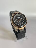 ⁦Montre Homme SKMEI Chronographe – Acier Noir, Boîtier Or Rose⁩ - الصورة ⁦4⁩