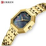 ⁦Montre Femme CURREN 9108 – Boîtier Octogonal Doré, Cadran Bleu Nuit⁩ - الصورة ⁦2⁩