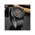 ⁦Montre Homme CURREN 8291 Chronographe – Tout Noir, Bracelet Cuir Noir⁩ - الصورة ⁦2⁩