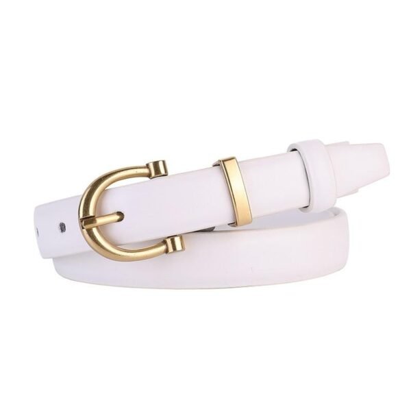 Ceinture Femme Fine – Blanche, Boucle Dorée