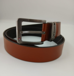 ⁦Ceinture Homme en Cuir – Marron cognac, Boucle Ardillon Métal⁩ - الصورة ⁦2⁩
